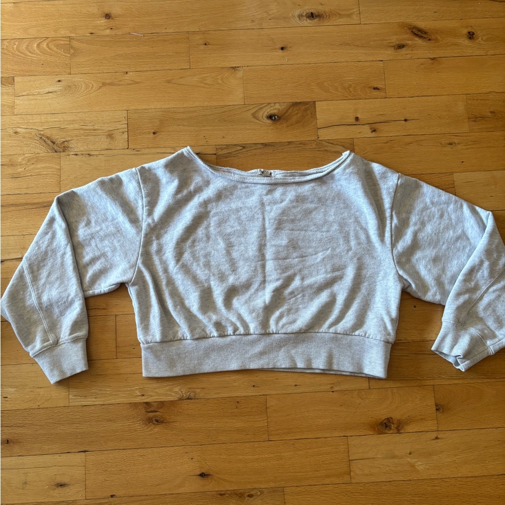 Garage Off-Shoulder Cropped Sweatshirt